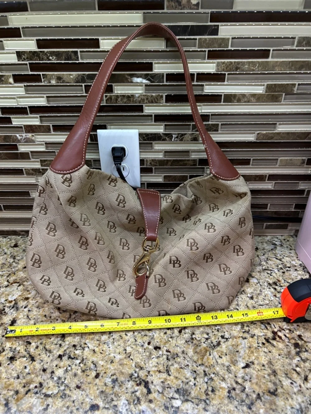 Dooney and Bourke Brown Monogram Hobo Shoulder Bag -